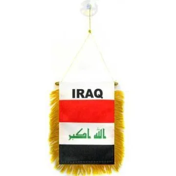 FANION IRAK 15x10cm - Mini drapeau IRAKIEN 10 x 15 cm spécial voiture - Bannière