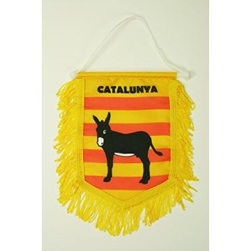 FANION CATALOGNE AVEC ÂNE 15x10cm Polyester - Mini drapeau CATALAN 10 x 15 cm - Bannière