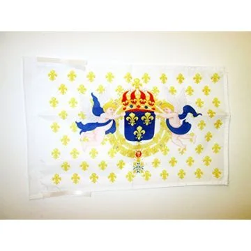DRAPEAU ROYAUME DE FRANCE C?UR DE JÉSUS 45x30cm - PAVILLON ROYALISTE ANCIEN RÉGIME SACRÉ C?UR - ROI 30 x 45 cm haute qualité