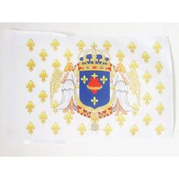 DRAPEAU ROYAUME DE FRANCE ANGES SACRÉ C?UR 45x30cm - PAVILLON ROYALISTE PAVILLON DU ROI ANCIEN RÉGIME JÉSUS 30 x 45 cm haute qualité