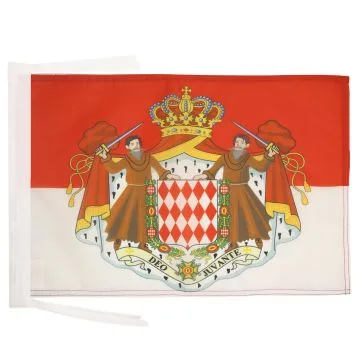 DRAPEAU MONACO AVEC ARMES 45x30cm - PAVILLON MONÉGASQUE ARMOIRIES - ECUSSON 30 x 45 cm haute qualité