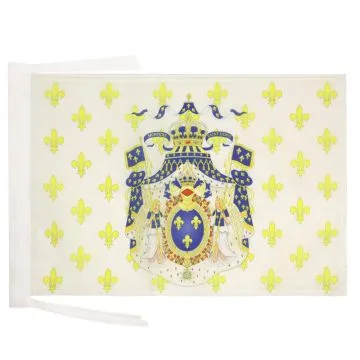 DRAPEAU ROYAUME DE FRANCE GRANDES ARMES 45x30cm - PAVILLON ROYALISTE FLEUR DE LYS 30 x 45 cm haute qualité