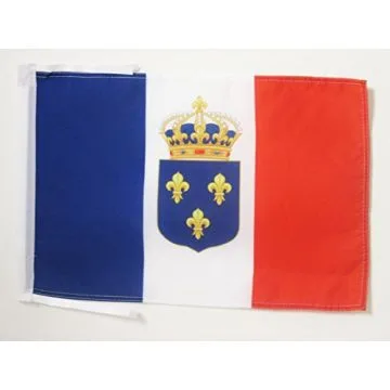 DRAPEAU MONARCHIE CONSTITUTIONNELLE FRANÇAISE 45x30cm - PAVILLON ROYAUME DE FRANCE - ROYALISTE 30 x 45 cm haute qualité