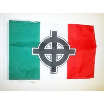 DRAPEAU ITALIE CROIX CELTIQUE 45x30cm - PAVILLON NATIONALISTE ITALIEN 30 x 45 cm haute qualité