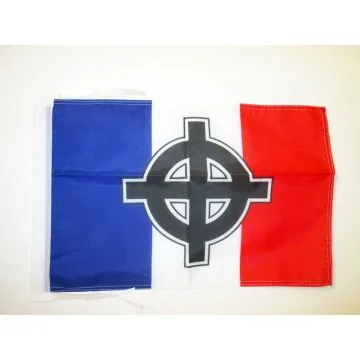 DRAPEAU FRANCE CROIX CELTIQUE 45x30cm - PAVILLON NATIONALISTE FRANÇAIS 30 x 45 cm haute qualité