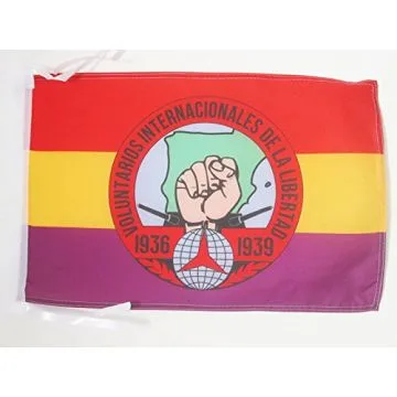 DRAPEAU ESPAGNE VOLONTAIRES INTERNATIONAUX LIBERTÉ 45x30cm - PAVILLON ESPAGNOL RÉPUBLICAIN 30 x 45 cm haute qualité