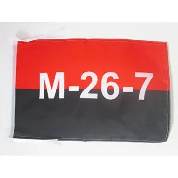 DRAPEAU CUBA MOUVEMENT DU 26 JUILLET 45x30cm - PAVILLON M-26-7 - FIDEL CASTRO 30 x 45 cm haute qualité