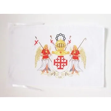 DRAPEAU ORDRE ÉQUESTRE SAINT-SÉPULCRE DE JÉRUSALEM 45x30cm - PAVILLON CHRÉTIEN 30 x 45 cm haute qualité