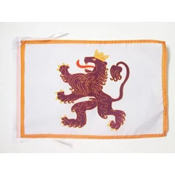 DRAPEAU ROYAUME DE LEÓN 910-1230 45x30cm - PAVILLON MONARCHIE ESPAGNOLE - ESPAGNE 30 x 45 cm haute qualité