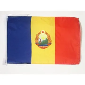 DRAPEAU RÉPUBLIQUE SOCIALISTE DE ROUMANIE 1947-1989 45x30cm - PAVILLON COMMUNISTE ROUMAIN 30 x 45 cm haute qualité