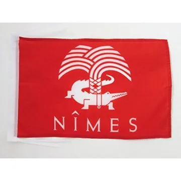 DRAPEAU NÎMES 45x30cm - PAVILLON CROCODILE NÎMOIS 30 x 45 cm haute qualité