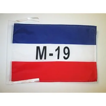 DRAPEAU MOUVEMENT DU 19 AVRIL DE COLOMBIE 45x30cm - PAVILLON MOVIMIENTO 19 DE ABRIL 30 x 45 cm haute qualité