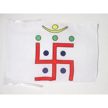 DRAPEAU JAÏNISME SVASTIKA 45x30cm - PAVILLON RELIGION JAÏNISTE 30 x 45 cm haute qualité
