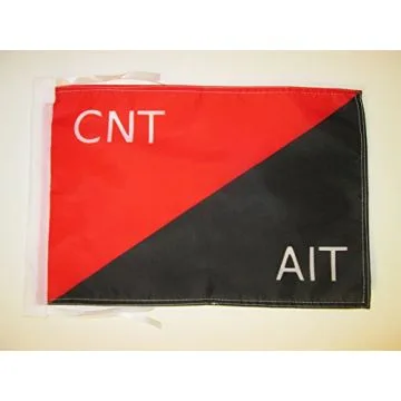 DRAPEAU MILICES CONFÉDÉRALES DE LA CNT-FAI D\'ESPAGNE 45x30cm - PAVILLON GUERRE D\'ESPAGNE 30 x 45 cm haute qualité
