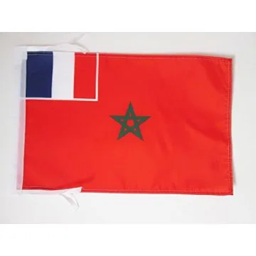 DRAPEAU PROTECTORAT FRANÇAIS AU MAROC 1912-1956 45x30cm - PAVILLON DU MAROC FRANÇAIS 30 x 45 cm haute qualité