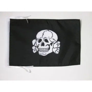 DRAPEAU TÊTE DE MORT TOTENKOPF 45x30cm - PAVILLON PIRATE 30 x 45 cm haute qualité