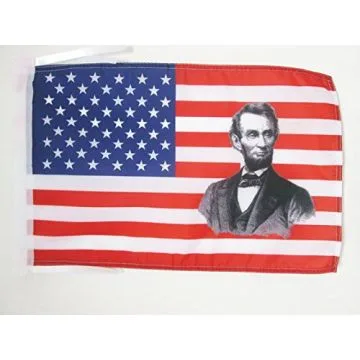 DRAPEAU ETATS-UNIS AVEC ABRAHAM LINCOLN 45x30cm - PAVILLON AMÍ?RICAIN HISTORIQUE 30 x 45 cm haute qualité