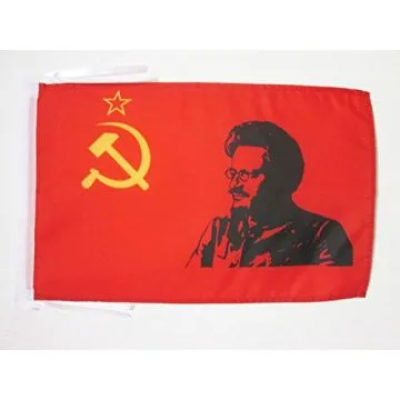 DRAPEAU URSS AVEC TROTSKI 45x30cm - PAVILLON TROTSKISME - TROTSKY 30 x 45 cm haute qualité
