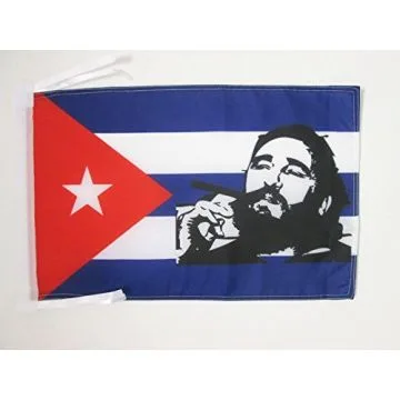 DRAPEAU CUBA AVEC FIDEL CASTRO 45x30cm - PAVILLON CUBAINE 30 x 45 cm haute qualité