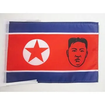 DRAPEAU CORÍ?E DU NORD AVEC KIM JONG-UN 45x30cm - PAVILLON NORD-CORÍ?EN 30 x 45 cm haute qualité