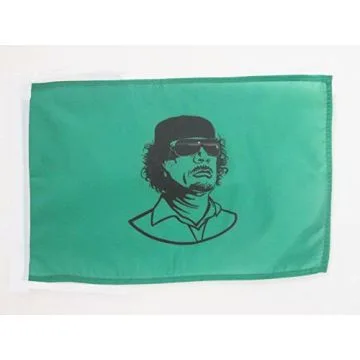 DRAPEAU LIBYE AVEC KHADAFI 45x30cm - PAVILLON LIBYEN ANCIEN 30 x 45 cm haute qualité