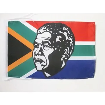 DRAPEAU AFRIQUE DU SUD AVEC MANDELA 45x30cm - PAVILLON SUD-AFRICAIN AVEC MADIBA 30 x 45 cm haute qualité
