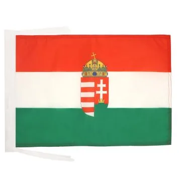 DRAPEAU HONGRIE AVEC ARMES 45x30cm - PAVILLON HONGROIS 30 x 45 cm haute qualité