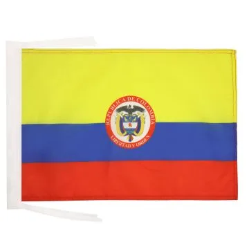 DRAPEAU COLOMBIE AVEC ARMES 45x30cm - PAVILLON COLOMBIEN 30 x 45 cm haute qualité