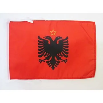 DRAPEAU RÍ?PUBLIQUE POPULAIRE SOCIALISTE D\'ALBANIE 1946-1992 45x30cm - PAVILLON ALBANAIS 30 x 45 cm haute qualité