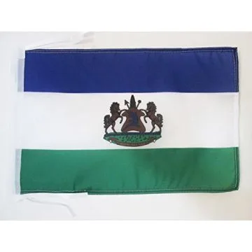 DRAPEAU ETENDARD ROYAL DU LESOTHO 45x30cm - PAVILLON ROYAUME LESOTHO 30 x 45 cm haute qualité