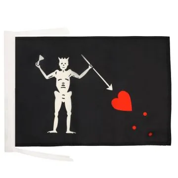 DRAPEAU PIRATE EDWARD TEACH 45x30cm - PAVILLON CORSAIRE TÍ?TE DE MORT 30 x 45 cm haute qualité
