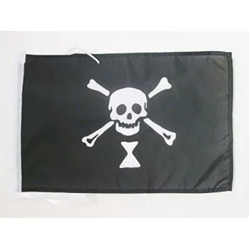 DRAPEAU PIRATE EMANUEL WYNNE 45x30cm - PAVILLON CORSAIRE TÍ?TE DE MORT 30 x 45 cm haute qualité