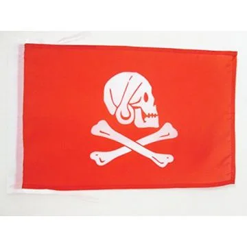 DRAPEAU PIRATE HENRY AVERY ROUGE 45x30cm - PAVILLON CORSAIRE TÍ?TE DE MORT 30 x 45 cm haute qualité