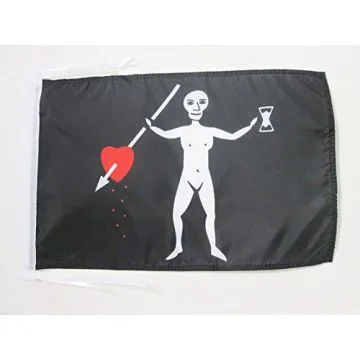 DRAPEAU PIRATE JOHN QUELCH 45x30cm - PAVILLON CORSAIRE TÍ?TE DE MORT 30 x 45 cm haute qualité