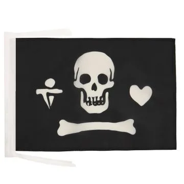 DRAPEAU PIRATE STEDE BONNETT 45x30cm - PAVILLON CORSAIRE TÍ?TE DE MORT 30 x 45 cm haute qualité
