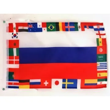 DRAPEAU RUSSIE COUPE DU MONDE DE FOOTBALL 2018 32 Í?QUIPES 45x30cm - PAVILLON CHAMPIONNAT DU MONDE 2018 30 x 45 cm haute qualité
