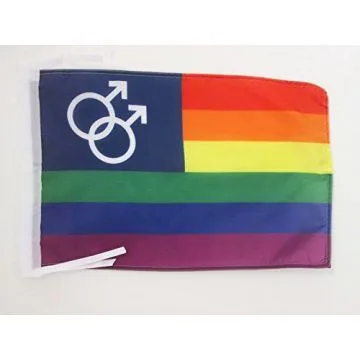 DRAPEAU ARC-EN-CIEL DOUBLE MARS 45x30cm - PAVILLON GAY - RAINBOW - ARC EN CIEL 30 x 45 cm haute qualité