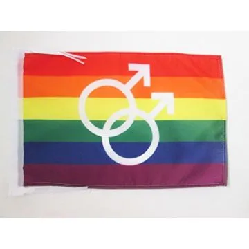 DRAPEAU ARC-EN-CIEL DOUBLE MARS GRAND 45x30cm - PAVILLON GAY - RAINBOW - ARC EN CIEL 30 x 45 cm haute qualité