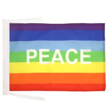 DRAPEAU ARC-EN-CIEL PEACE 45x30cm - PAVILLON PAIX RAINBOW 30 x 45 cm haute qualité