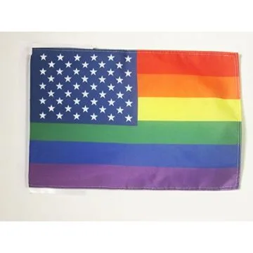 DRAPEAU ARC-EN-CIEL USA 45x30cm - PAVILLON GAY AMÉRICAIN - RAINBOW 30 x 45 cm haute qualité