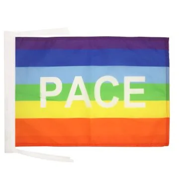 DRAPEAU PAIX 45x30cm - PAVILLON ARC-EN-CIEL - PEACE RAINBOW 30 x 45 cm haute qualité