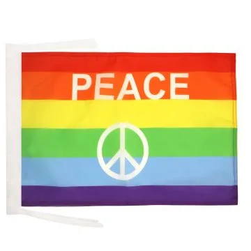 DRAPEAU ARC-EN-CIEL SYMBOLE PAIX 45x30cm - PAVILLON GAY - RAINBOW - ARC EN CIEL 30 x 45 cm haute qualité