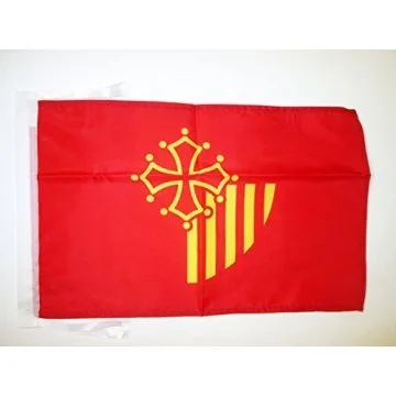 DRAPEAU LANGUEDOC-ROUSSILLON 45x30cm - PAVILLON LANGUEDOCIEN - FRANCE 30 x 45 cm haute qualité