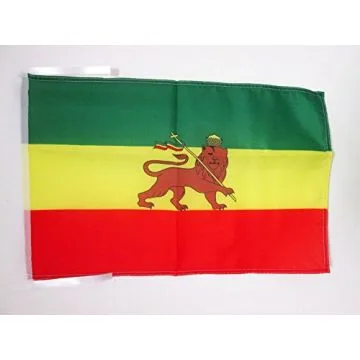 DRAPEAU ETHIOPIE AVEC LION 45x30cm - PAVILLON ÉTHIOPIEN 30 x 45 cm haute qualité
