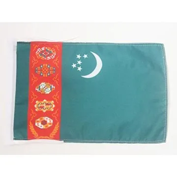 DRAPEAU TURKMENISTAN ANCIEN 45x30cm - PAVILLON TURKMÈNE 30 x 45 cm haute qualité