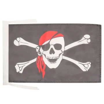 DRAPEAU PIRATE FOULARD ROUGE 45x30cm - PAVILLON CORSAIRE AVEC BANDANA 30 x 45 cm haute qualité
