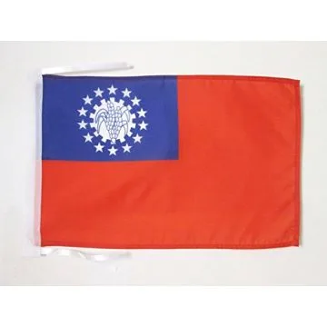 DRAPEAU BIRMANIE ANCIEN 45x30cm - PAVILLON BIRMAN 30 x 45 cm haute qualité
