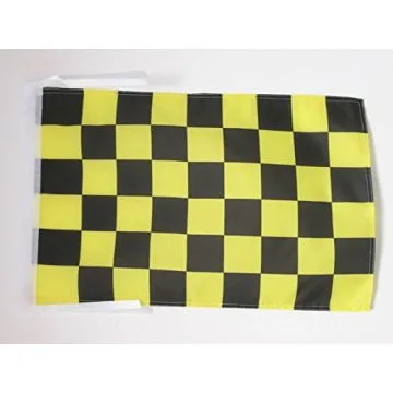 DRAPEAU DAMIER NOIR ET JAUNE OR AVALANCHES 45x30cm - PAVILLON À DAMIERS 30 x 45 cm haute qualité