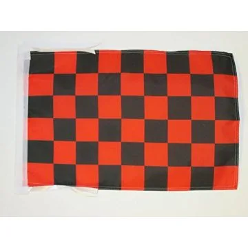 DRAPEAU DAMIER NOIR ET ORANGE 45x30cm - PAVILLON À DAMIERS 30 x 45 cm haute qualité