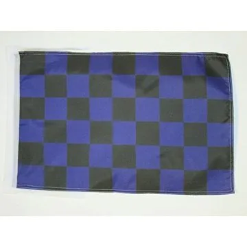 DRAPEAU DAMIER NOIR ET BLEU 45x30cm - PAVILLON À DAMIERS 30 x 45 cm haute qualité